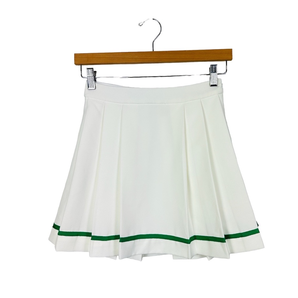 English Factory Tennis Skirt XS Mini pleated white kelly green NWT w/flaw